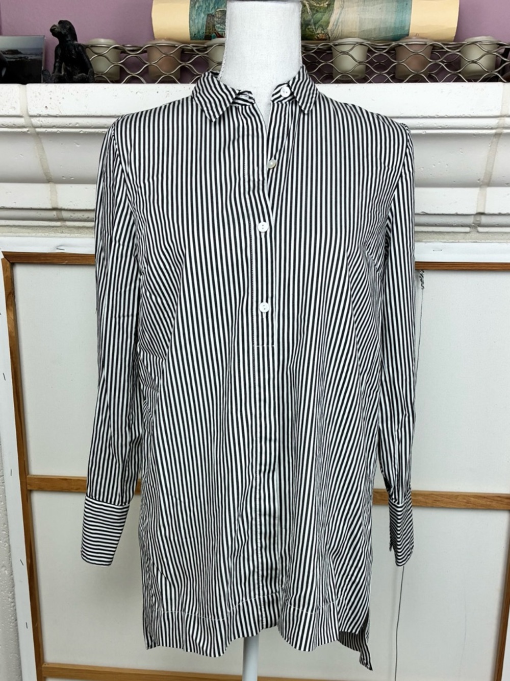 J. Jill Striped Button-Down Tunic w/side vents